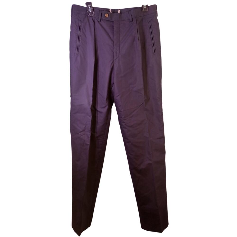Bogner Men's 34 Black 100% Cotton Pleated Chino Pants Trousers Fleece Lined Warm